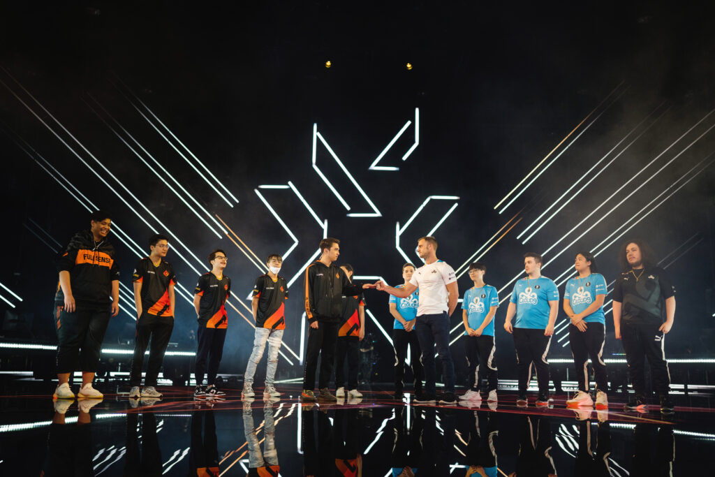 FULL SENSE on the same stage as Cloud9 at VALORANT Champions 2021(Photo courtesy of Michal Konkol/Riot Games)