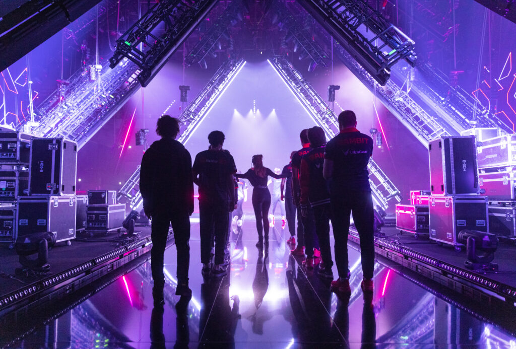 Crazy Raccoon and Gambit Esports prepare to walk on stage at Masters Berlin(Photo courtesy of Colin Young-Wolff/Riot Games)