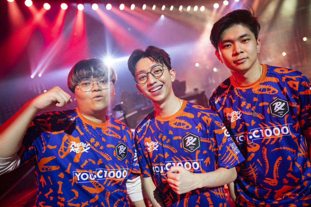 From left to right: d4v41, f0rsakeN, & mindfreak; Paper Rex’s core trio since their entrance into VALORANT(Photo courtesy of Colin Young-Wolff/Riot Games)