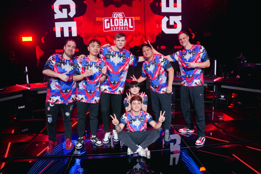 Global Esports on stage after winning their debut in VCT Pacific 2025 against regional rivals Team Secret(Photo courtesy of VCT Pacific)