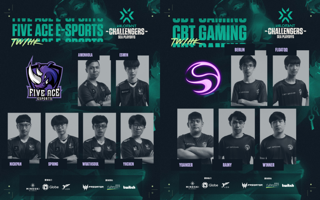 Five Ace e-Sports and CBT Gaming at VCT Stage 3 - SEA Challengers Playoffs as HK/TW representatives(Photo courtesy of VALORANT Esports)