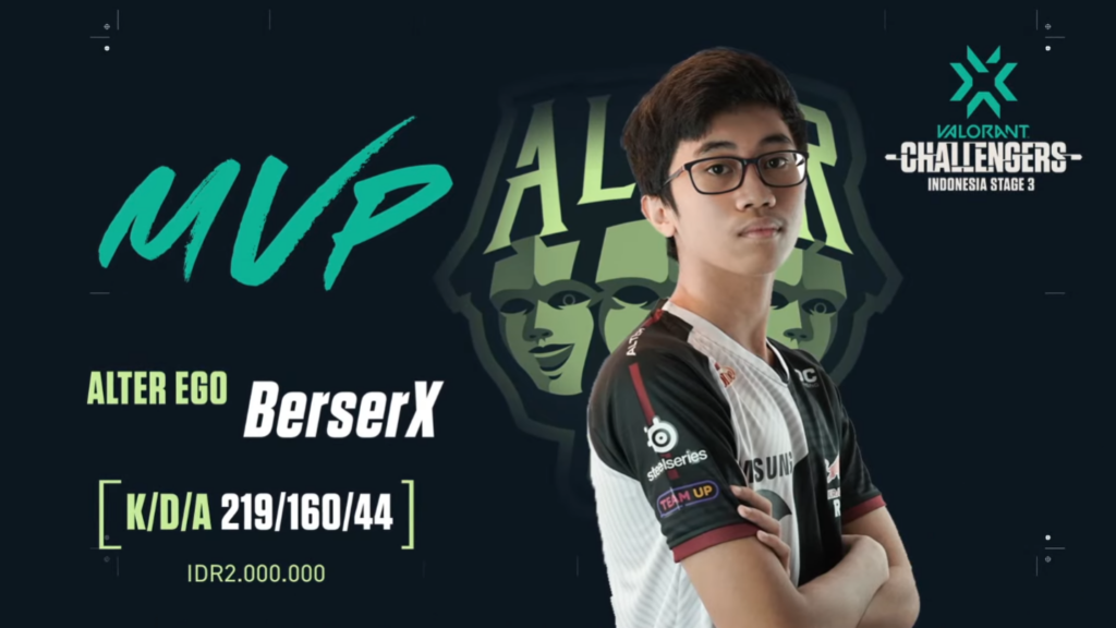BerserX, MVP of VCT Stage 3 Indonesia Stage 3 Challengers 2(Photo courtesy of VALORANT Esports Indonesia)