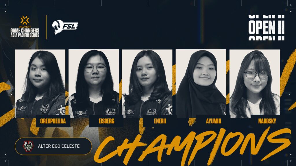Alter Ego Celeste maintained their undefeated record in VCT Game Changers APAC APAC 2 after beating Bren Esports Victress 3-1 in the final.(Photo courtesy of FSL)