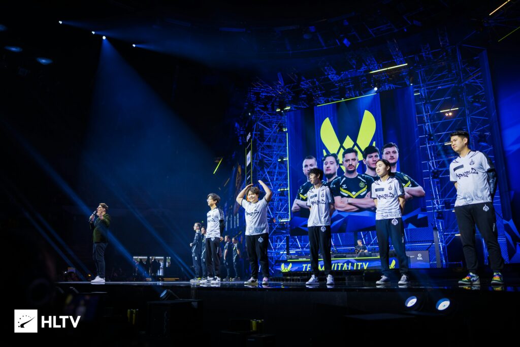 The MongolZ Counter-Strike standing as the first Asian team to step into the Spodek Arena, playing against eventual victors Team Vitality(Photo courtesy of HLTV)