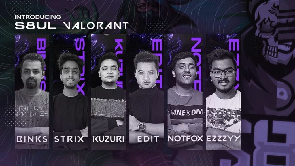 S8ul's first VALORANT roster(Photo courtesy of S8ul Esports)