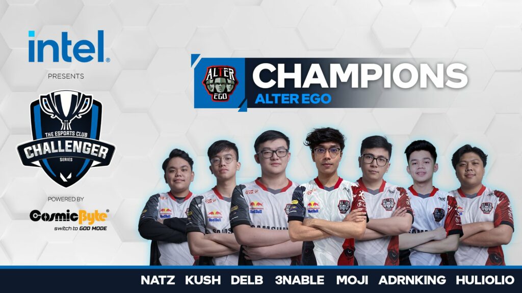 Alter Ego's latest roster with its first international trophy of 2021(Photo courtesy of The Esports Club)