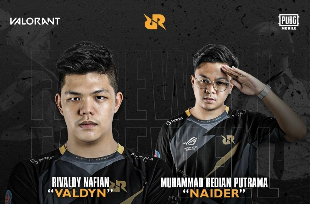 ValdyN's departure was revealed with that of an RRQ PUBGM player(Photo courtesy of RRQ)