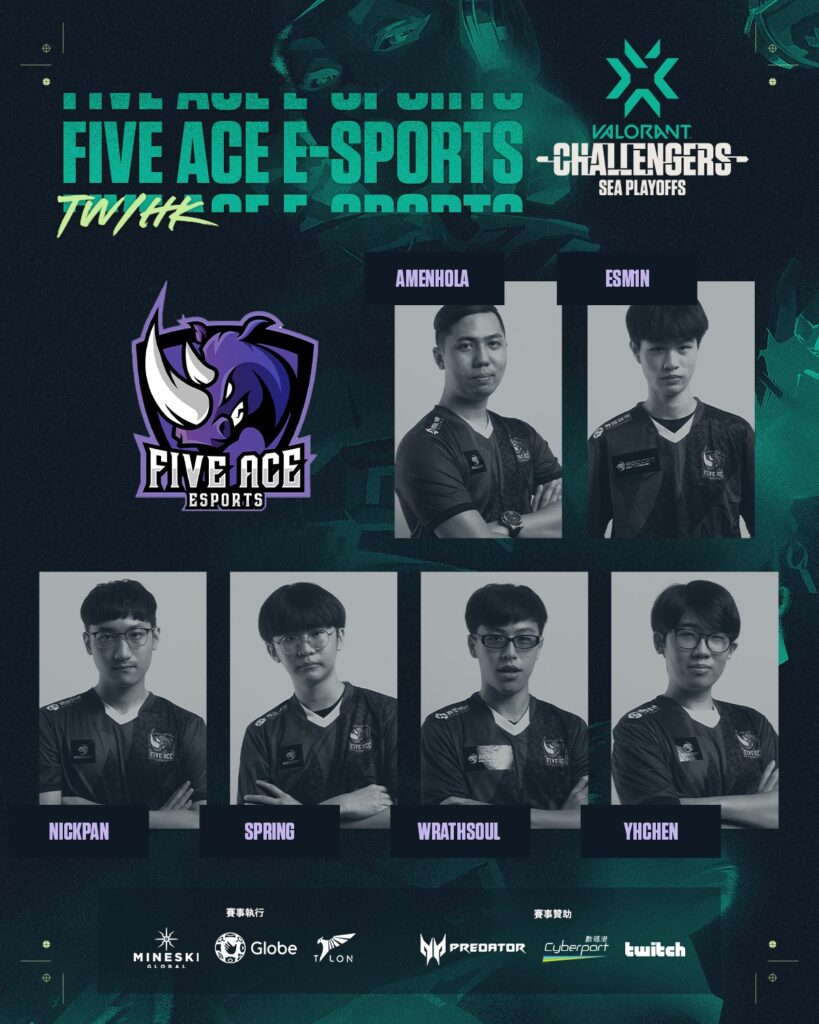Five Ace e-Sports - The winner of VCT HK&TW Stage 3 Challengers 2(Photo courtesy of TalonX)